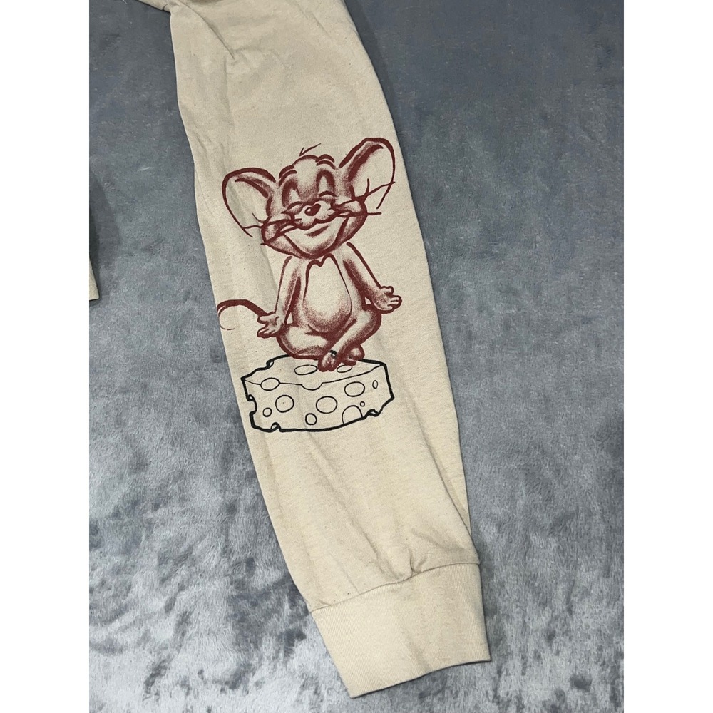 Tom and Jerry Graphic Long Sleeve Shirt Tan Graffiti Streetwear Mens Large L - Picture 8 of 8